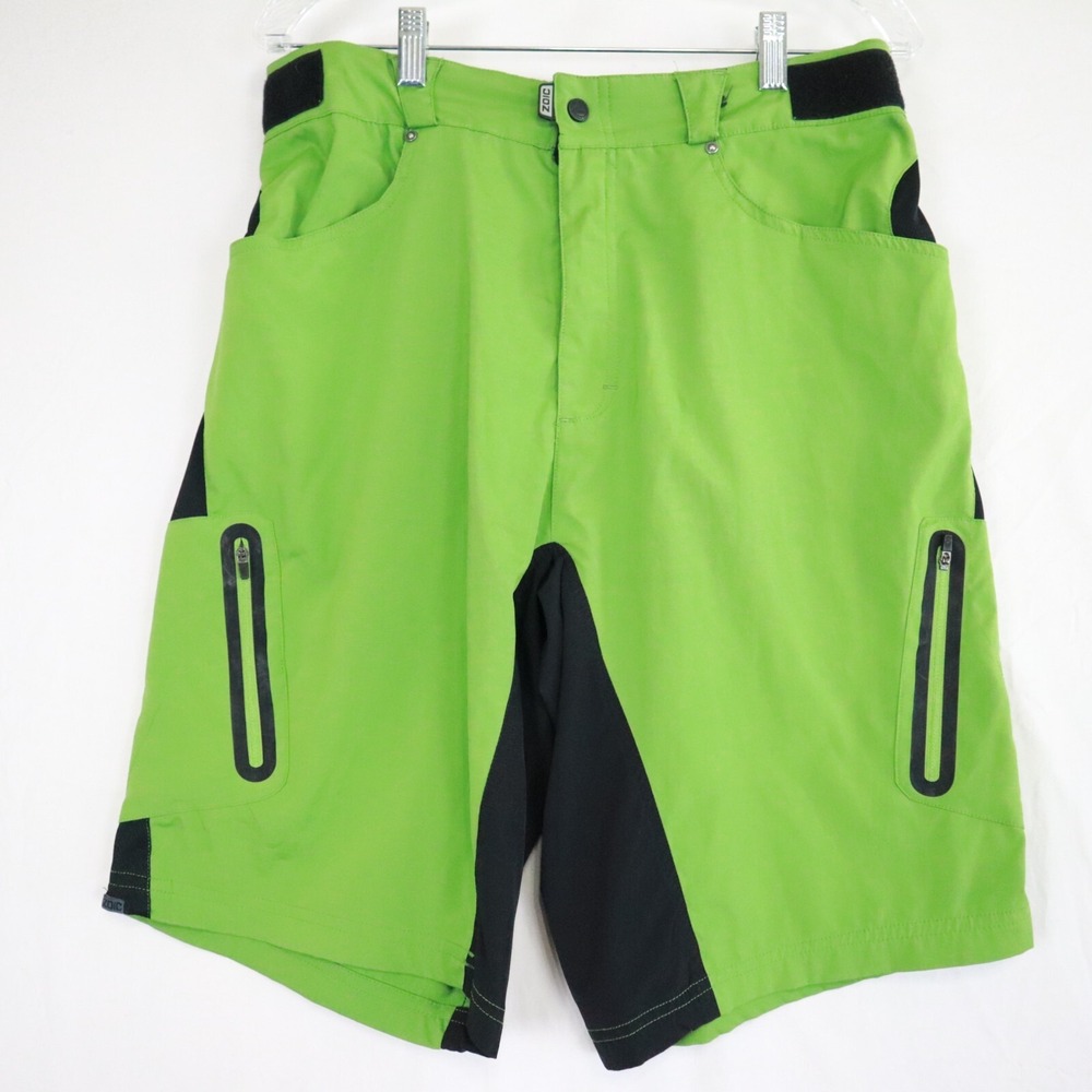 ZOIC Shorts Mens XL MTB Mountain Bike Cycling Cargo Pocket Elastic Waist Green‎